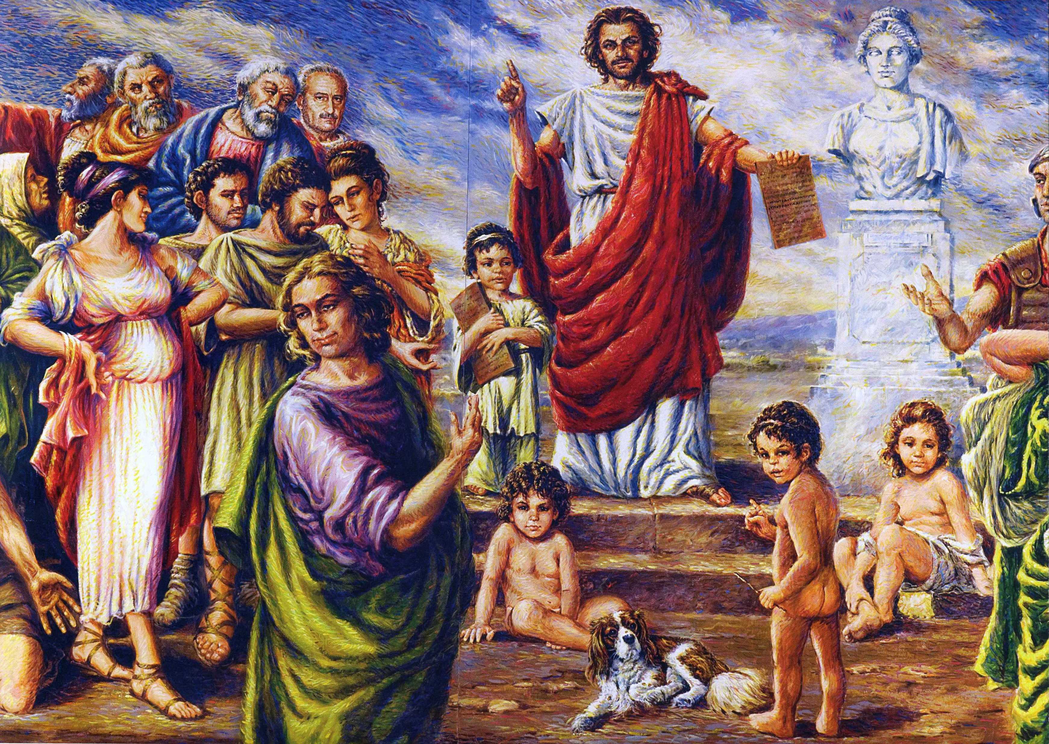 Il dipinto di Andrea Valere che raffigura Zaleuco al consiglio regionale della Calabria